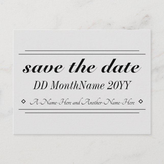 Traditional and Vintage "save the date" Postcard (Front)