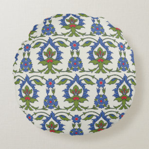 Traditional Arabic seamless ornament. Turkish, Izn Round Pillow