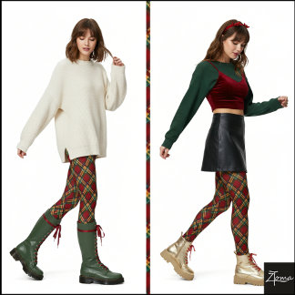 Traditional Argyle Plaid Red Green Tartan Leggings