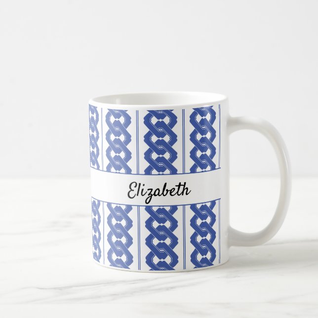 Traditional Asian Chain Pattern with Name Coffee Mug (Right)