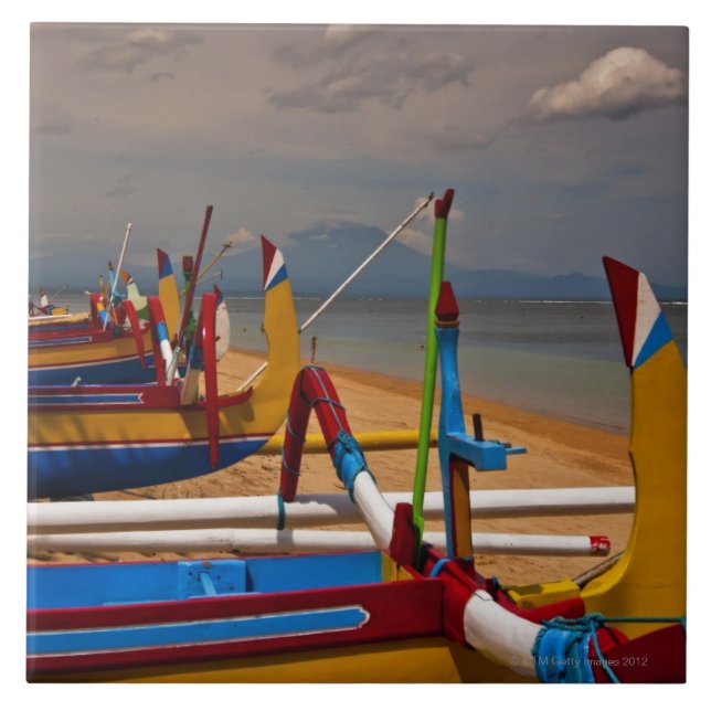 Traditional Balanese fishing boats on beach near Tile (Front)