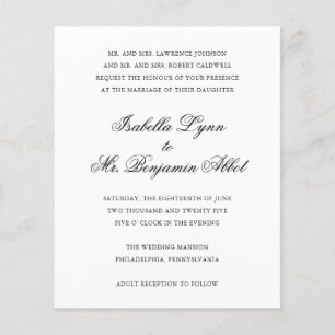 Traditional Black and White Budget Wedding Invite Flyer