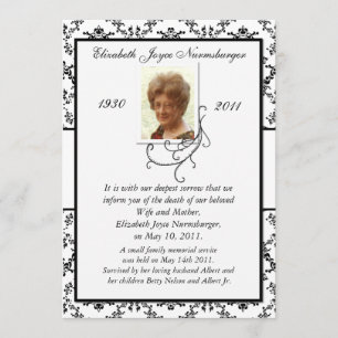 Traditional Black and White Death Announcement