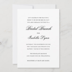 Traditional Black and White Formal Bridal Brunch Invitation