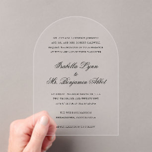 Traditional Black and White Formal Elegant Wedding Acrylic Invitations