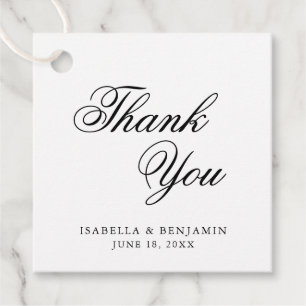Traditional Black and White Formal Elegant Wedding Favour Tags