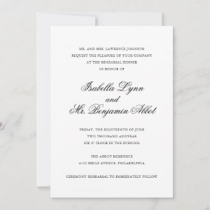Traditional Black and White Formal Elegant Wedding Invitation