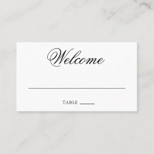 Traditional Black and White Formal Elegant Wedding Place Card