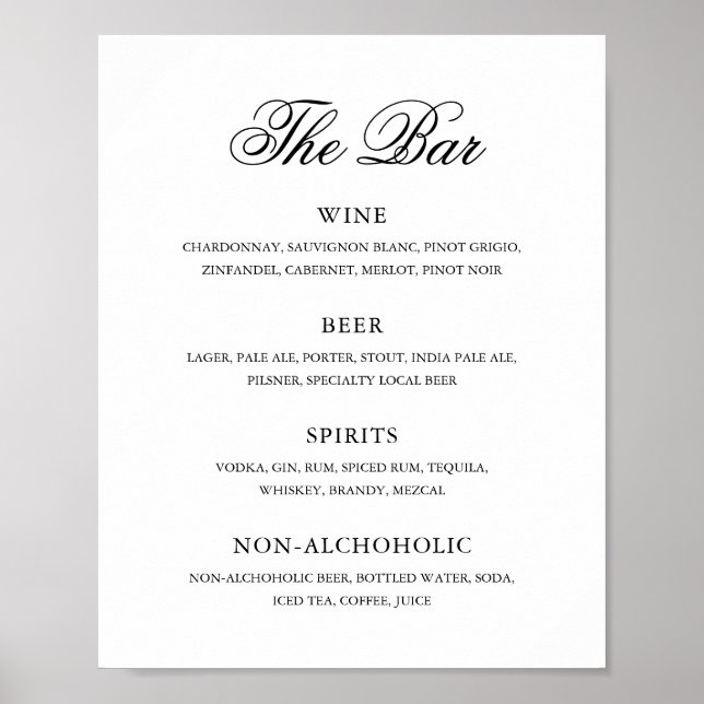 Traditional Black and White Formal Elegant Wedding Poster (Front)