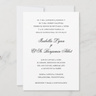 Traditional Black and White Formal Spanish Wedding Invitation
