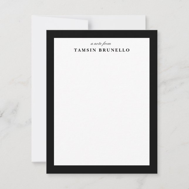 Traditional Black and White Personal Stationery Invitation (Front)
