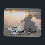 Traditional Black and White Photo Elegant Wedding Magnet<br><div class="desc">Elegant and classic wedding thank you magnet with a simple design featuring a sheer overlay and "thank you" in a formal calligraphy along with your name in a serif font, over your favorite photo. You may remove the sheer overlay by clicking the "customize" button. A traditional and classy design that...</div>