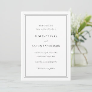 Traditional Black and White Timeless Wedding Save The Date