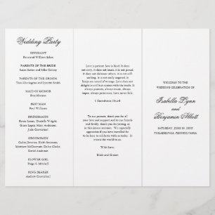 Traditional Black and White Wedding Program