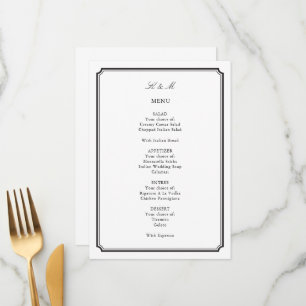 Traditional Black and White Wedding Reception Menu