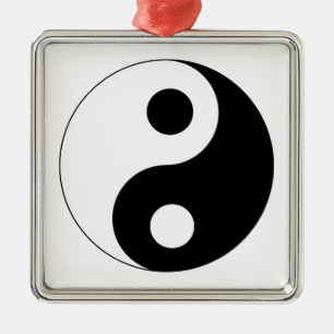 Traditional Black and White Yin Yang Pattern Metal Ornament