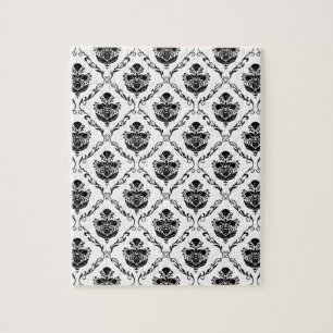 Traditional Black Damask Jigsaw Puzzle