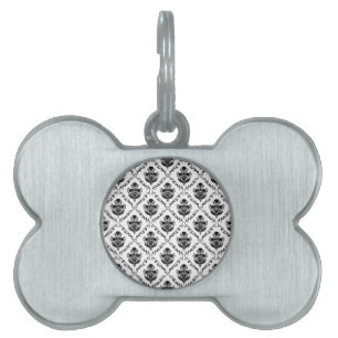 Traditional Black Damask Pet ID Tag