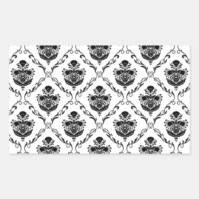 Traditional Black Damask Sticker (Front)