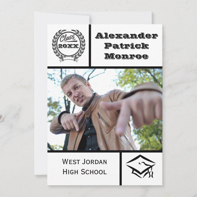 Traditional Black - Graduation Invitation (Front)
