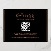 Traditional Black QR Code Wedding Foil RSVP Card