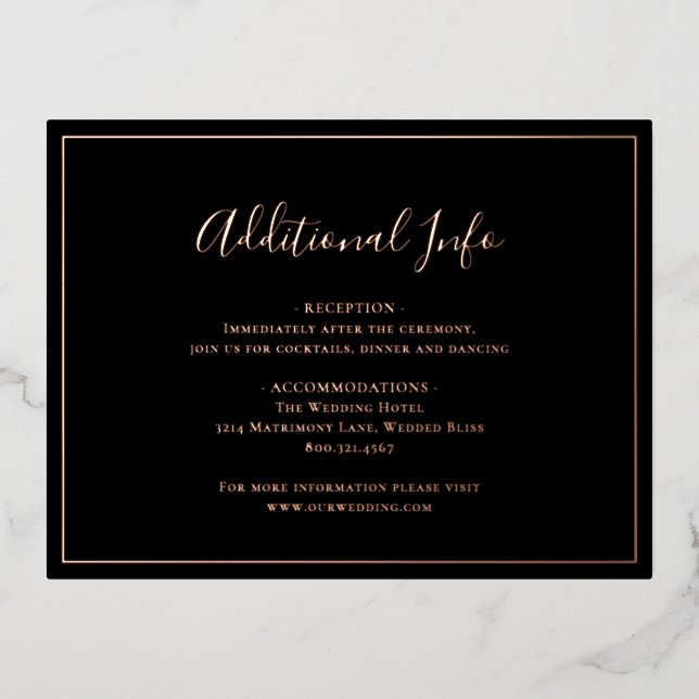 Traditional Black Wedding Foil Enclosure Card (Front)