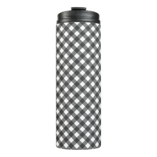 Traditional Black White Gingham Picnic Cottagecore Thermal Tumbler