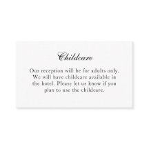 Traditional Black & White No Children Insert Card