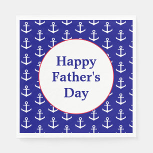 Traditional Blue and White Anchors Father's Day Napkin