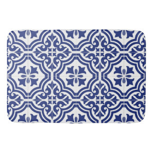 Traditional Blue and White Spanish Azulejo Bath Mat