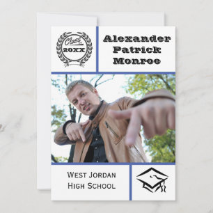 Traditional Blue - Graduation Invitation