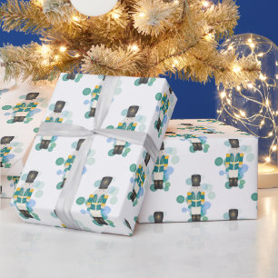 Traditional Blue & Green Christmas Nutcracker Wrapping Paper