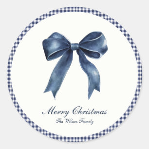 Traditional Blue Knot Christmas Classic Round Sticker