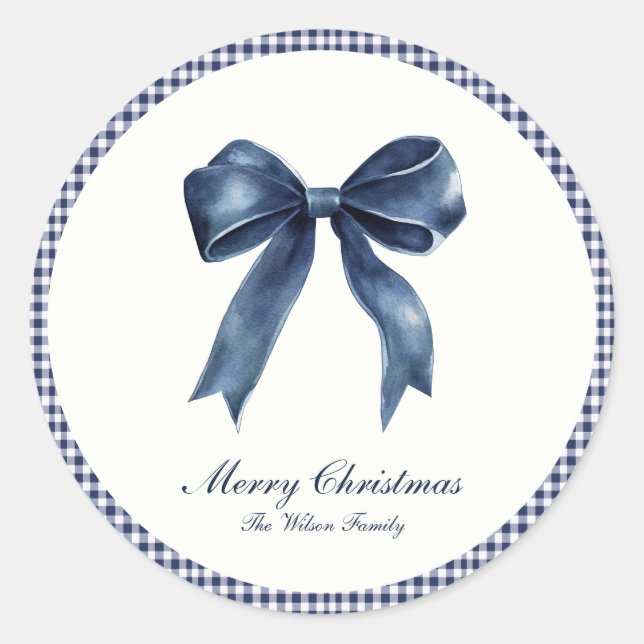 Traditional Blue Knot Christmas Classic Round Sticker (Front)