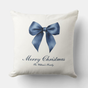 Traditional Blue Knot Christmas Throw Pillow