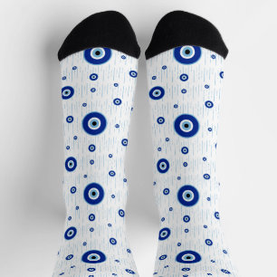 Traditional Blue Nazar Evil Eye Charm Socks