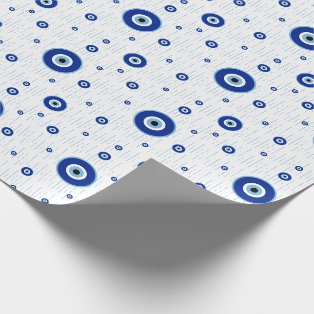 Traditional Blue Nazar Evil Eye Charm Wrapping Paper (Corner)