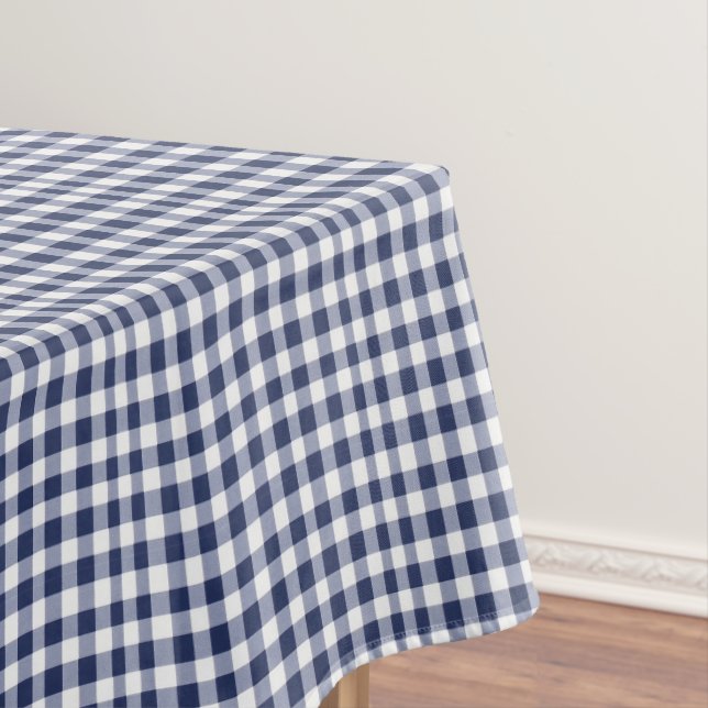 Traditional Blue Vichy Christmas Tablecloth (In Situ)