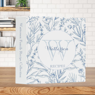 Traditional Blue & White Floral Family Recipe Binder