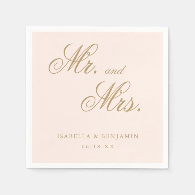 Traditional Blush Pink Formal Elegant Wedding Napkin (Front)