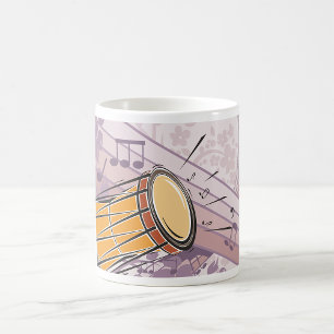 Traditional Bongo Drum With Music Notes Coffee Mug
