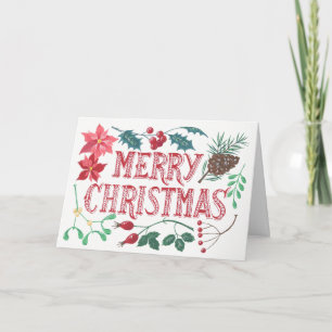 Traditional Botanical Christmas Holiday Card