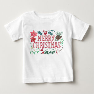 Traditional Botanical Christmas (white) Baby T-Shirt