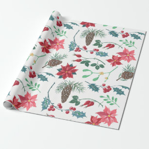 Traditional Botanical Christmas Wrapping Paper