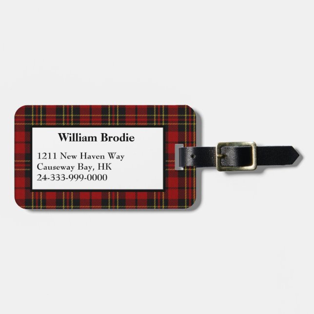 Traditional Brodie Tartan Plaid Luggage Tag (Front Horizontal)