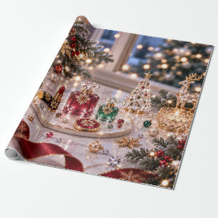 Traditional Burgundy Christmas Beauty Wrapping Paper