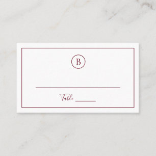 Traditional Burgundy Elegant Wedding Place Card
