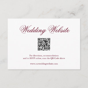 Traditional Burgundy Formal QR Code Wedding Enclosure Card