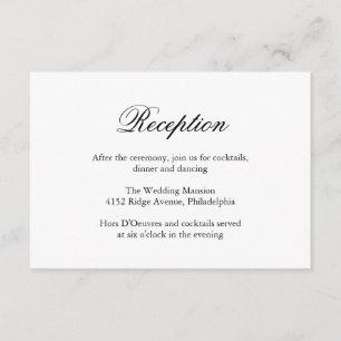 Traditional Calligraphy Formal Wedding Reception Enclosure Card
