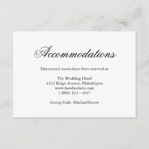 Traditional Calligraphy Wedding Accommodations Enclosure Card